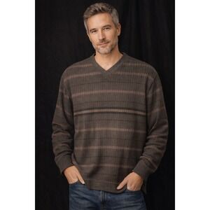 Pierre Cardin Sweater Men L Striped Classic Preppy Quiet Luxury Grandpa Core